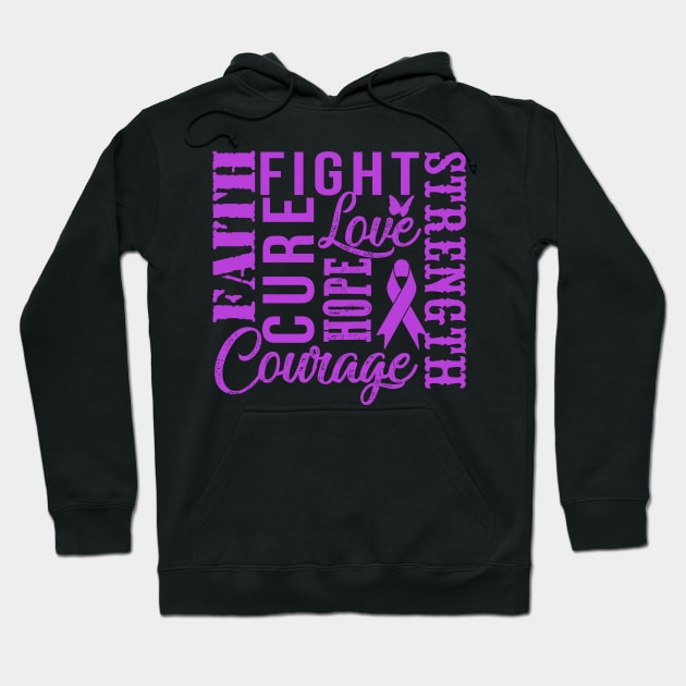 Alzheimers Awareness T-Shirt Fight Faith Hope Love Cure Courage Strength Hoodie by Lones Eiless